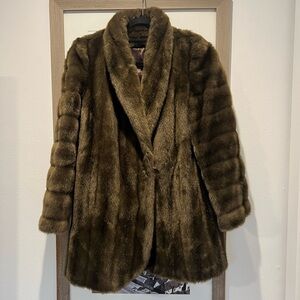 DARK BROWN FAUX FUR COAT